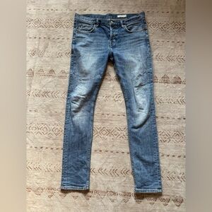 All Saints Blue Slim Jeans Distressed Denim